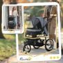 Dog Pram Dog Stroller Jogger Foldable Pet Pushchair for Medium, Small Dogs, w/ Rubber Wheels, Washable Cushion - Grey Image 3