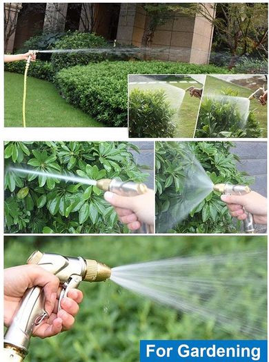 Heavy-Duty Metal Garden Hose Nozzle, Made of 100% Metal Construction Built and Brass Head, Metal Spray Gun w/Pistol Grip Trigger for Watering Plants & Lawn, Car Washing, Patio, Dog & More
