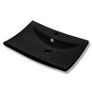 Black Luxury Ceramic Basin Rectangular with Overflow & Faucet Hole Image 2