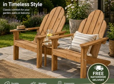 Set of 2 Adirondack Garden Chairs