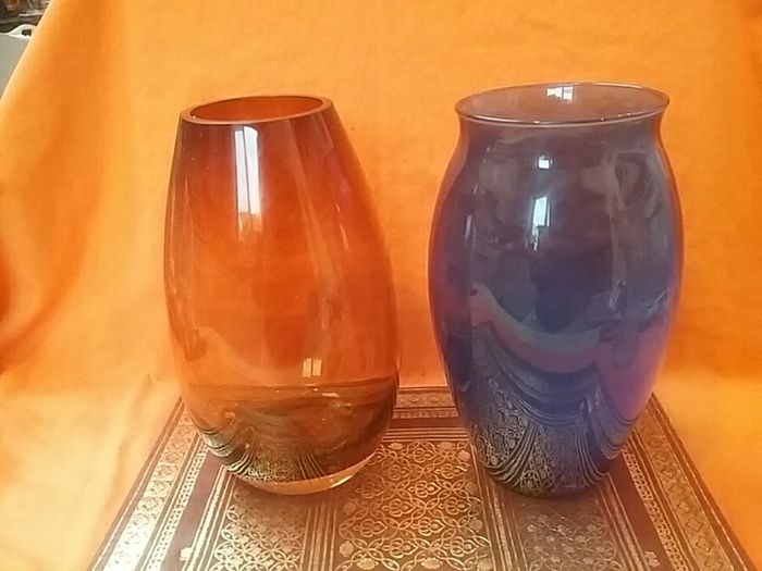 Two Coloured Glass Vases