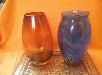 Two Coloured Glass Vases