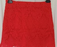 Ladies River Island Red Lace Mini Skirt Size 10