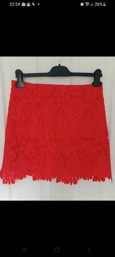 Ladies River Island Red Lace Mini Skirt Size 10