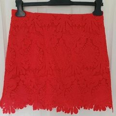 Ladies River Island Red Lace Mini Skirt Size 10