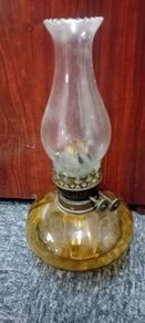 Antique Amber Glass Oil Lamp