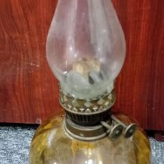 Antique Amber Glass Oil Lamp