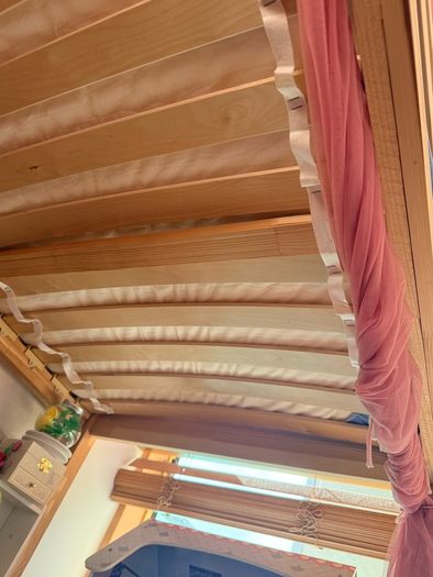 Mezzanine Kids Bed with mattress and canvas covers - like new