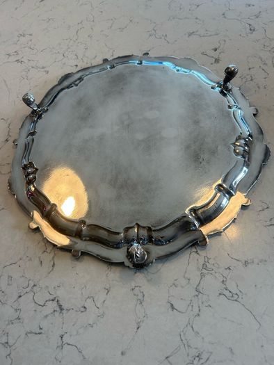 Vintage Silver Plate Style English Shell Pattern Tray
