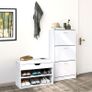 Shoe Cabinet  3 Doors, White, Narrow,, Shoe Rack Image 3