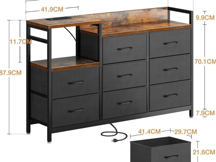 Chest of Drawers Bedroom, Contains 2 USB & 2 AC Ports Sockets