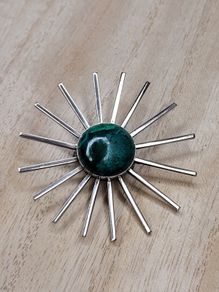 Vintage Sterling Silver Eilat Stone Modernist Brooch