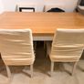 Dining table with wooden top and painted legs Image 2