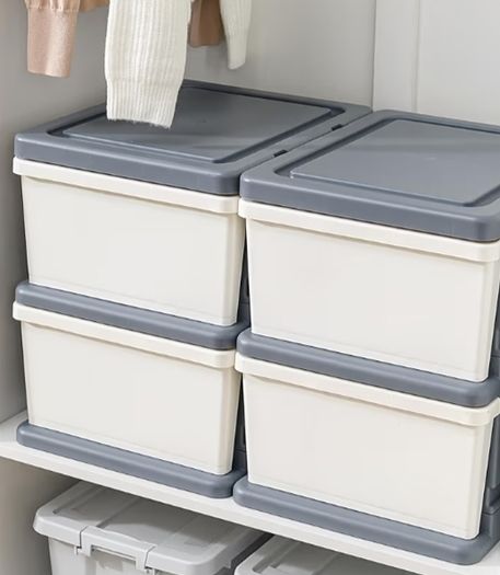 Storage Drawer on Locking Wheels, Tower with Interlocking Hooks for Home Office Closet Bedroom Dorm, Detachable, Free Combination, White and Gray, 4 Drawers