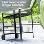 BBQ Trolley with Stainless Steel Top Adjustable Shelf, Outdoor Kitchen BBQ Station with Hooks Seasoning Tray Towel Rack, Pizza Oven Table Movable Outdoor Grill Dining Cart with Cover, Black Image 4