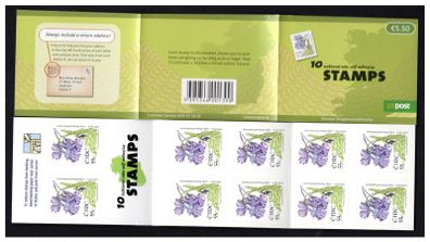 2007 Ireland 55c Wild Flowers Self-adhesive Definitive Stamp Booklet Mint Never Hinged (MNH)