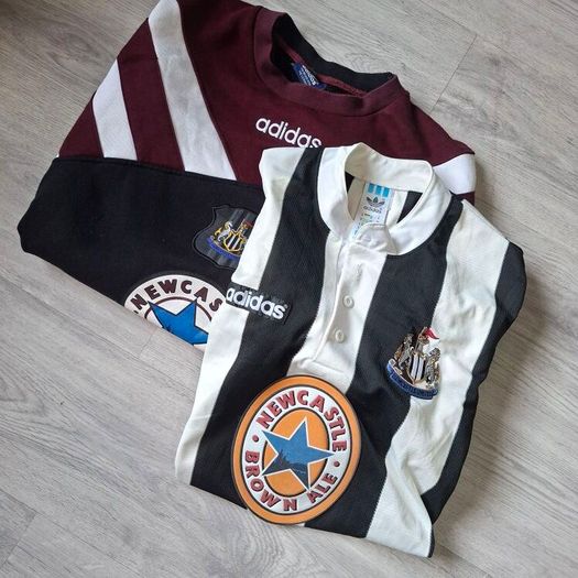 Vintage Newcastle United 95 97 home shirt and sweatshirt made by Adidas,
