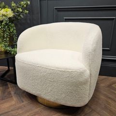 Modern White Lamb Soft Faux Wool Armchair