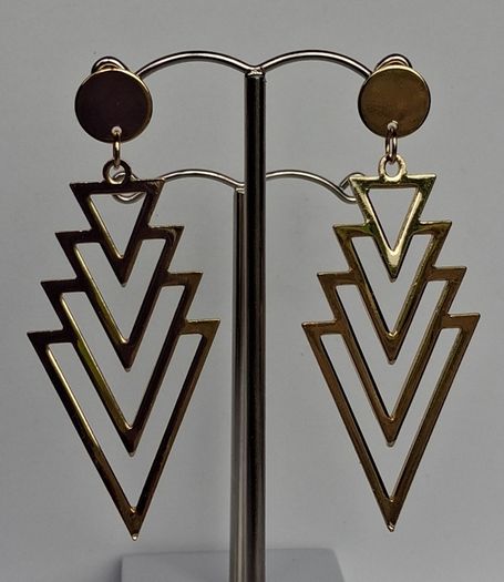 Gold Chevron Geo Hollow Out Earrings