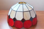 Vintage Tiffany-style stained glass lampshade bell-like shape with a domed top and a scalloped bottom edge