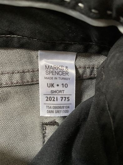 M&S Ladies Dark Grey Jeans Size 10 Short
