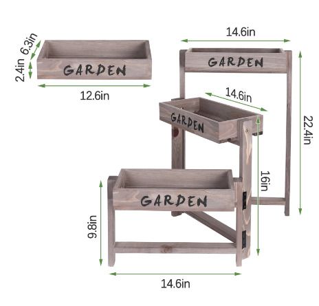 3 Tier Wooden Garden Plant Stand Vintage Herb Flower Succulent Holder Folding Display Shelf for Indoor Outdoor Yard Patio