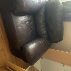 Matching Dark Brown Genuine Leather 2-Seater Sofa + Armchair Set, Ultra Plush Comfort