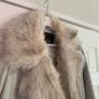 River Island Beige Faux Leather Jacket with Removable Faux Fur Collar Image 6