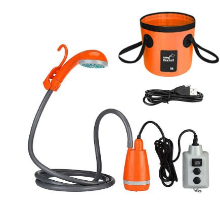BRAND NEW Portable Camping Shower with 20L Collapsible Water Bucket Outdoor Shower