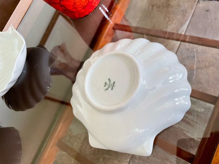 8 Vintage French White Porcelain Scallop Shell Dishes CNP France