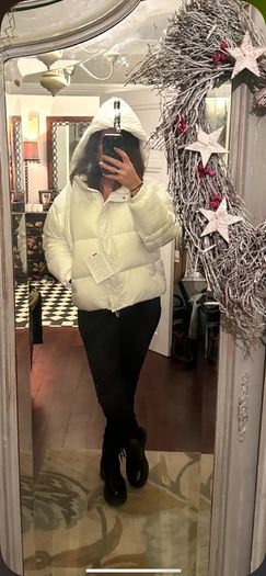 Gaelle White Puffer Jacket, IT 44 with tags.