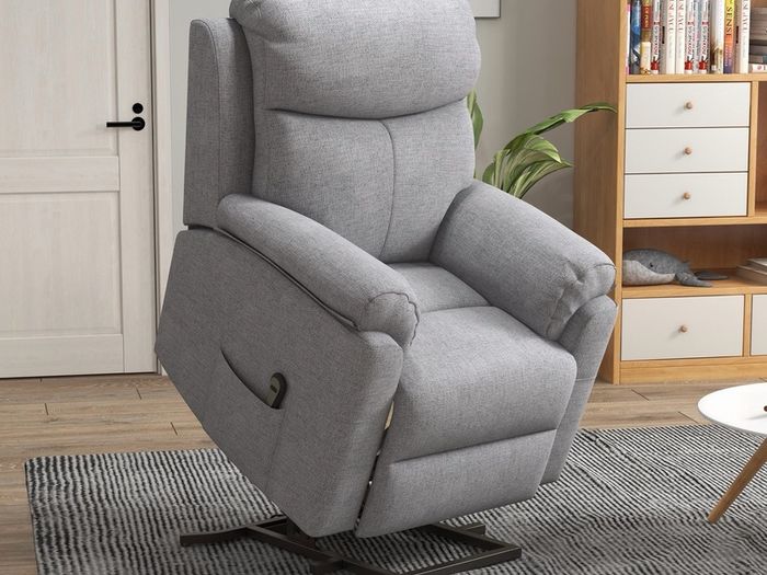 Power Lift Recliner Chair, Electric Lift Chair for Elderly, Overstuffed Linen Fabric Riser and Reclining Armchair with Remote Control, Side Pockets, for Living Room, Grey