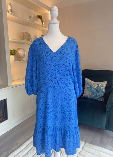 Ladies Vibrant Blue Polka Dot Dress from F&F