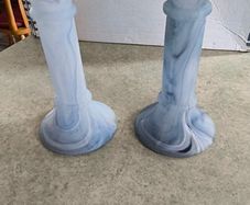 Set of 2 Colored glass Pud Vases / candlestick.