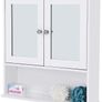 Bathroom Cabinet, Wall Cupboard, Mirror with Shelf, Wooden Makeup Cabinet, 56 x 58 x 13 cm (W x H x D) White Image 5
