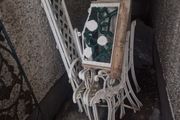 white cast iron garden benches