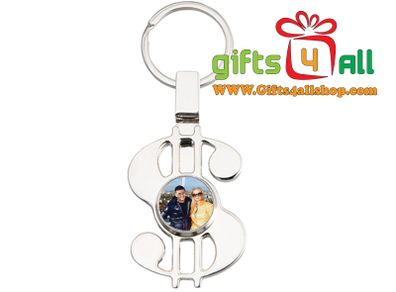Personalised Photo Fidget Spinner Key Ring (dollar Shape, Silver)