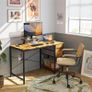 Desk with Drawers & Power Outlets, 100x50cm Home Office Desk with Monitor Stand, Gaming Table with Reversible Storage Shelf Image 2