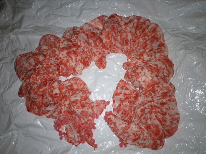 Coral and white scarf