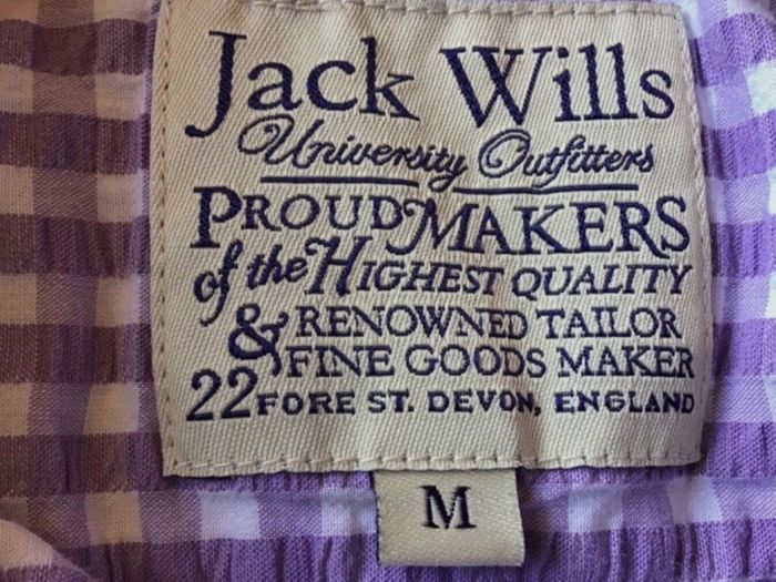 JACK WILLS Purple White Gingham Check Long Sleeve Cotton Shirt M includes postage