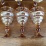 6  Beautiful Vintage Wine Glasses with Amber Stems Image 3