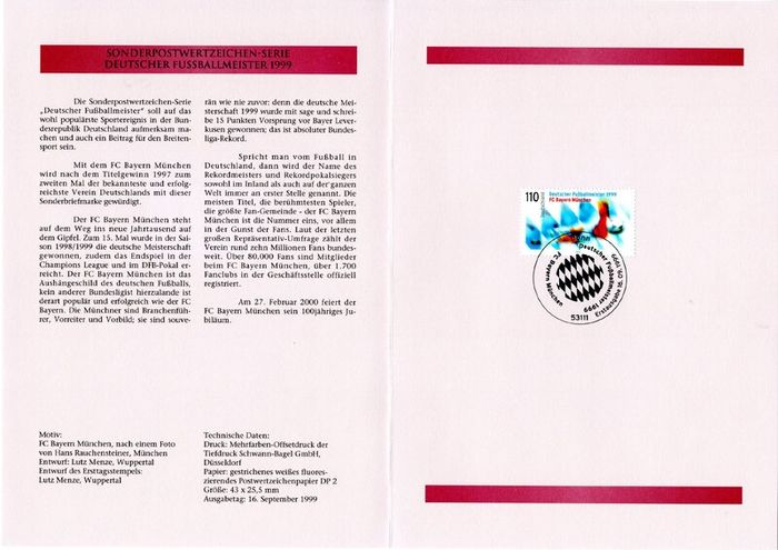 1999 Bundes Republic Deutschland (Germany) Federal Annual Stamp EFT Collection with 42 images of contents