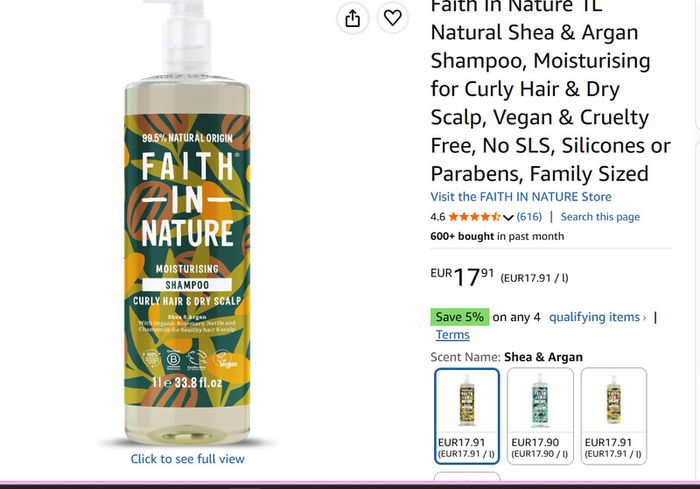 Moisturising Curly Hair Shampoo 1L