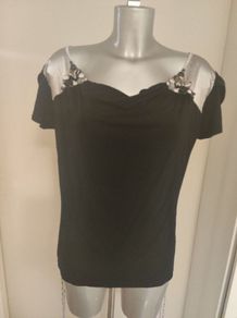 Enny black/silver embroidered top size XXL UK16/18 EU44/46 Postage included