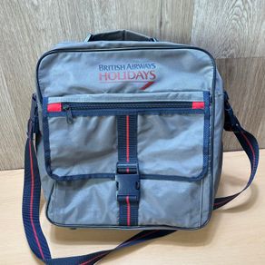 British Airways Holidays Grey Travel Shoulder Bag - Vintage 80's