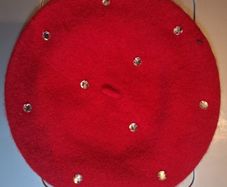 Red ladies beret with sequins