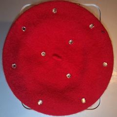 Red ladies beret with sequins