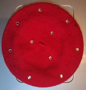 Red ladies beret with sequins