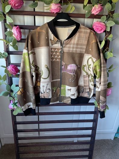 jacket Bnwt suede effect bomber jacket one size scarf print equestrian style