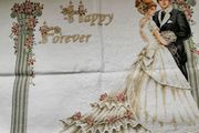 Handmade Cross Stitch Embroidery - Wedding happy forever